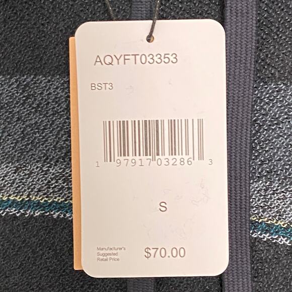 Quiksilver Pullover Hoodie Long Sleeve Men's Small Drawstring Blue Stripe NEW - Picture 11 of 13